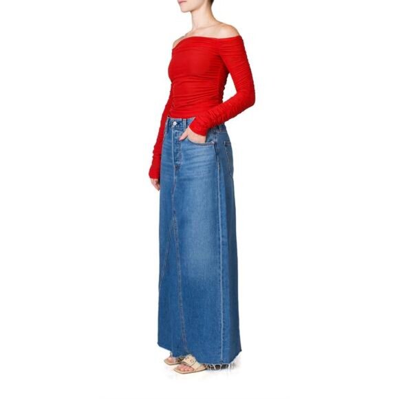 SIMON MILLER Mesh NAI Long Sleeve Top in Lava Red Medium - Picture 9 of 9